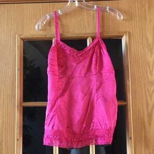 Flirty Pink Silk and Lace Tank